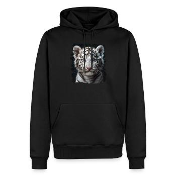 White Tiger Weiße Tiger Weißer Tiger - Männer Premium Bio Hoodie - Schwarz - Vorne - Nico (187cm)