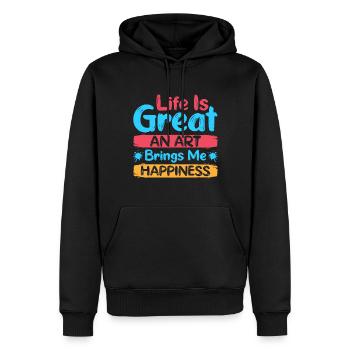 Artist Painter Graphic Art Brings Me Happiness - Männer Premium Bio Hoodie - Schwarz - Vorne - Nico (187cm)