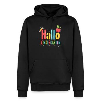 Hallo Kindergarten Kindergartenstart Einschulung - Männer Premium Bio Hoodie - Schwarz - Vorne - Nico (187cm)