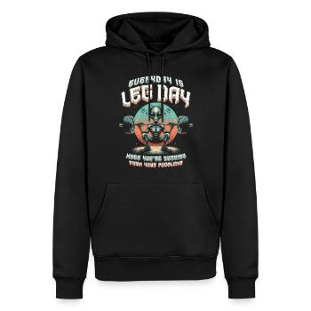Entraînement des jambes Bodybuilder Tous les jours est le jour des jambes - Sweat à capuche Premium bio Homme - noir - Devant - Nico (187cm)