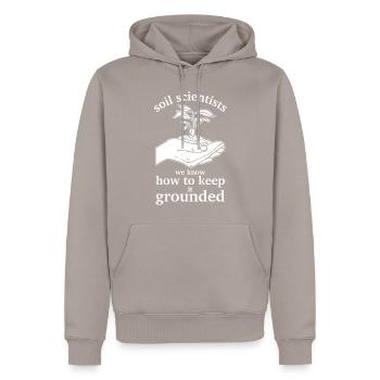Soil Scientist Pedology - Men’s Premium Organic Hoodie - taupe - Front - Nico (187cm)