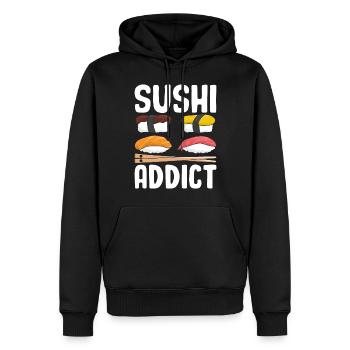 Sushi Addict Drôle Cuisine japonaise Sushi Fruits de mer - Sweat à capuche Premium bio Homme - noir - Devant - Nico (187cm)