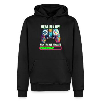 Guérir le niveau supérieur attend les gamers nerds du jeu - Sweat à capuche Premium bio Homme - noir - Devant - Nico (187cm)