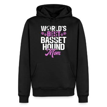 Basset Hound Gifts - Männer Premium Bio Hoodie - Schwarz - Vorne - Nico (187cm)