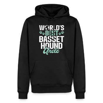 Cadeaux Basset Hound - Sweat à capuche Premium bio Homme - noir - Devant - Nico (187cm)