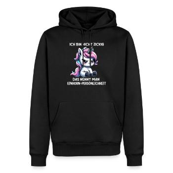 Personnalité de licorne Dicton sarcastique - Sweat à capuche Premium bio Homme - noir - Devant - Nico (187cm)