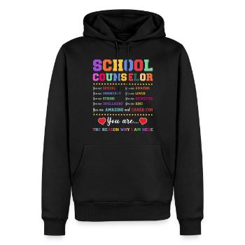 Conseiller scolaire Conseiller scolaire - Sweat à capuche Premium bio Homme - noir - Devant - Nico (187cm)