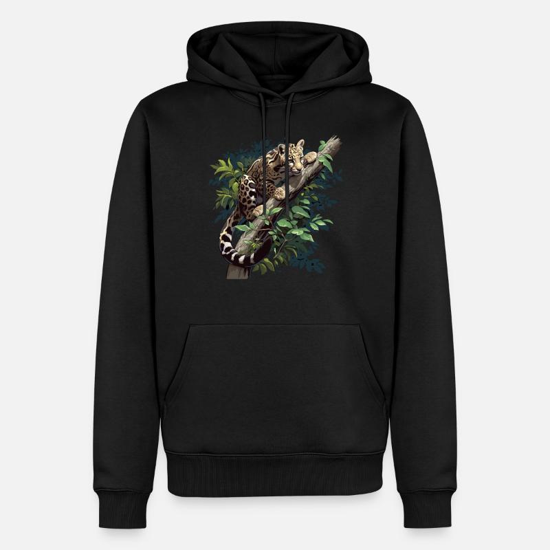 Clouded Leopard Nebelparder - Männer Premium Bio Hoodie - Schwarz