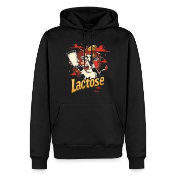 Tolérant au lactose ou intolérant au lactose - Sweat à capuche Premium bio Homme - noir - Devant - Nico (187cm)