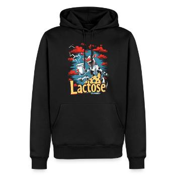 Tolérant au lactose ou intolérant au lactose - Sweat à capuche Premium bio Homme - noir - Devant - Nico (187cm)