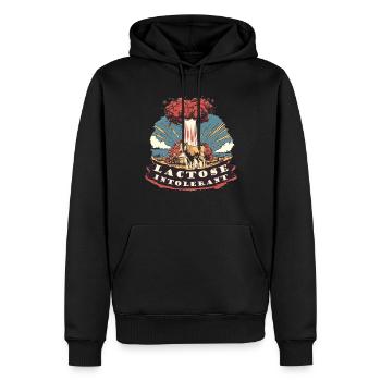 Tolérant au lactose ou intolérant au lactose - Sweat à capuche Premium bio Homme - noir - Devant - Nico (187cm)