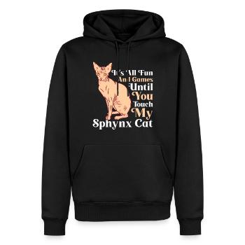 Drôle de chat Sphynx Dicton - Sweat à capuche Premium bio Homme - noir - Devant - Nico (187cm)