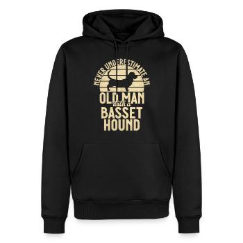 Cadeaux Basset Hound - Sweat à capuche Premium bio Homme - noir - Devant - Nico (187cm)