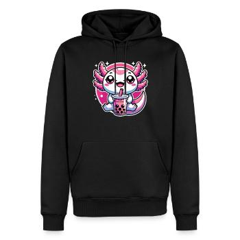 Axolotl Tee Eistee Amphibie Kawaii Anime - Männer Premium Bio Hoodie - Schwarz - Vorne - Nico (187cm)