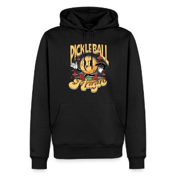 Pickleball Pickleball Magie - Sweat à capuche Premium bio Homme - noir - Devant - Nico (187cm)