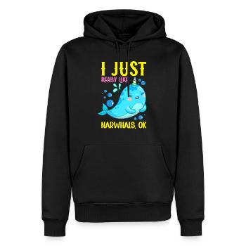 Mer de narval Mignon amoureux du narwhaler - Sweat à capuche Premium bio Homme - noir - Devant - Nico (187cm)