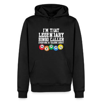 Ich bin der legendäre Bingo-Anrufer lustige Lotterie - Männer Premium Bio Hoodie - Schwarz - Vorne - Nico (187cm)