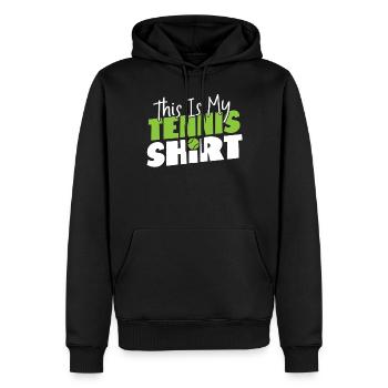Drôle de raquette de joueur de tennis c’est - Sweat à capuche Premium bio Homme - noir - Devant - Nico (187cm)
