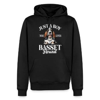Cadeaux Basset Hound - Sweat à capuche Premium bio Homme - noir - Devant - Nico (187cm)