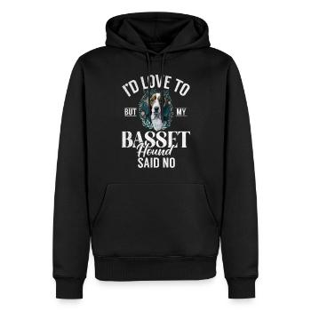 Basset Hound Gifts - Männer Premium Bio Hoodie - Schwarz - Vorne - Nico (187cm)