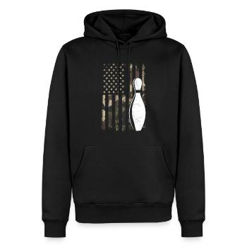 bowling american flag bowling - Männer Premium Bio Hoodie - Schwarz - Vorne - Nico (187cm)