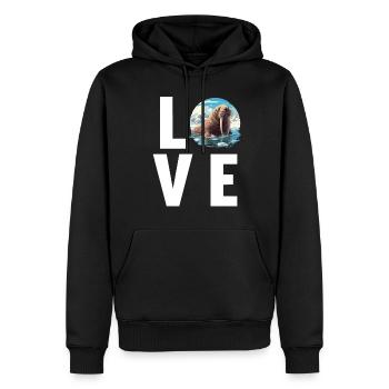 Morse Walrosse Walross - Sweat à capuche Premium bio Homme - noir - Devant - Nico (187cm)