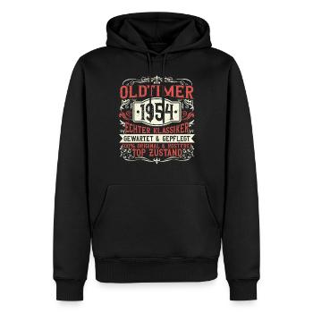 Né en 1954, né en 1954, né en 1954 - Sweat à capuche Premium bio Homme - noir - Devant - Nico (187cm)