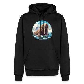 Morse Walrosse Walross - Sweat à capuche Premium bio Homme - noir - Devant - Nico (187cm)