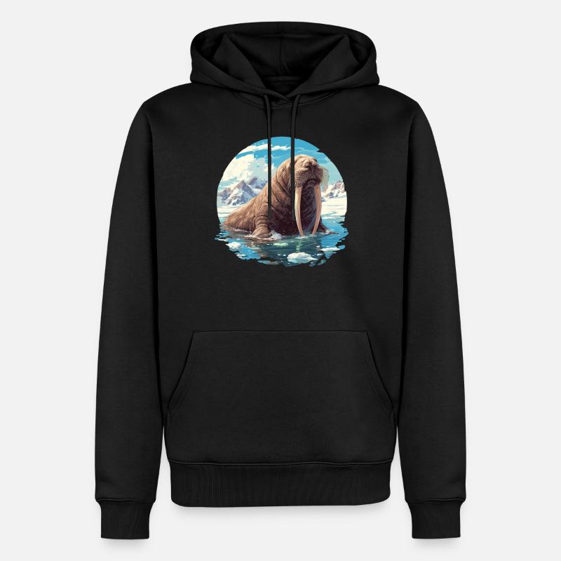 Walrus Walrosse Walross - Männer Premium Bio Hoodie - Schwarz