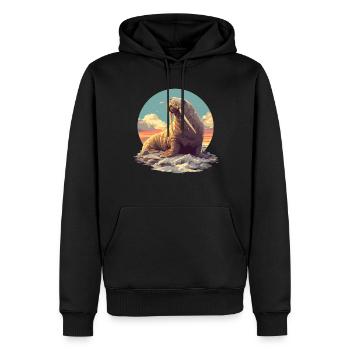Morse Walrosse Walross - Sweat à capuche Premium bio Homme - noir - Devant - Nico (187cm)
