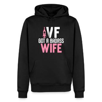 IVF Got A Badass Wife Funny IVF Egg Retrieval - Men’s Premium Organic Hoodie - black - Front - Nico (187cm)