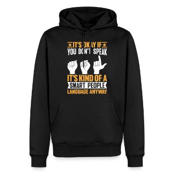 Ce n’est pas OK si vous ne parlez pas la langue des signes ASL - Sweat à capuche Premium bio Homme - noir - Devant - Nico (187cm)