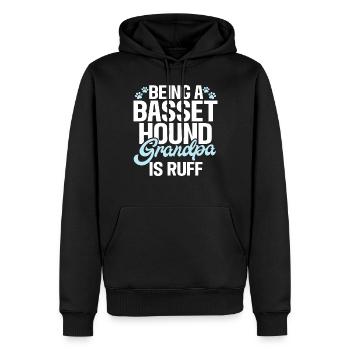 Basset Hound Gifts - Männer Premium Bio Hoodie - Schwarz - Vorne - Nico (187cm)
