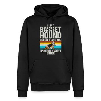 Basset Hound Gifts - Männer Premium Bio Hoodie - Schwarz - Vorne - Nico (187cm)