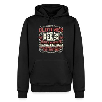 Baujahr 1979 Geboren, Geburtstag Jahrgang 1979 - Männer Premium Bio Hoodie - Schwarz - Vorne - Nico (187cm)