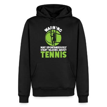 Avertissement de raquette de joueur de tennis drôle - Sweat à capuche Premium bio Homme - noir - Devant - Nico (187cm)