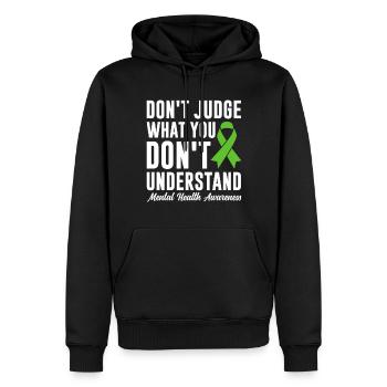 Ne jugez pas ce que vous ne comprenez pas Vert - Sweat à capuche Premium bio Homme - noir - Devant - Nico (187cm)