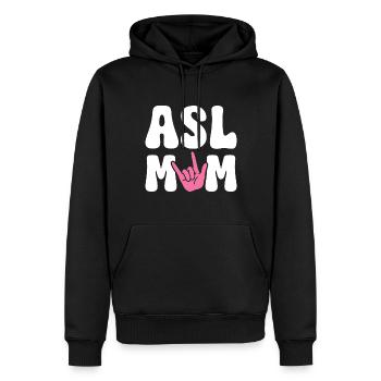 ASL Maman Drôle Sourde et Malentendante ASL - Sweat à capuche Premium bio Homme - noir - Devant - Nico (187cm)