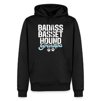 Cadeaux Basset Hound - Sweat à capuche Premium bio Homme - noir - Devant - Nico (187cm)