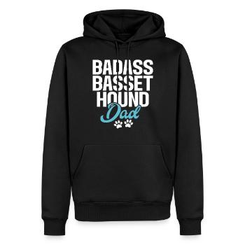 Cadeaux Basset Hound - Sweat à capuche Premium bio Homme - noir - Devant - Nico (187cm)