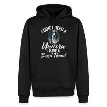 Basset Hound Gifts - Männer Premium Bio Hoodie - Schwarz - Vorne - Nico (187cm)