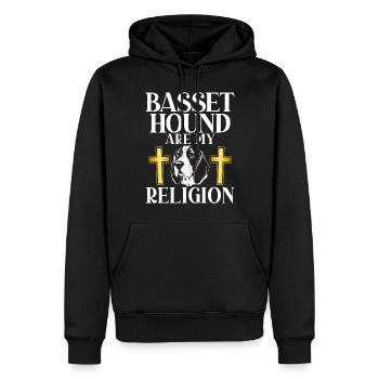 Cadeaux Basset Hound - Sweat à capuche Premium bio Homme - noir - Devant - Nico (187cm)