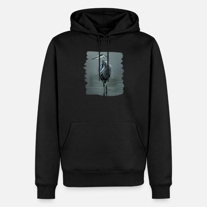 Heron Reiher - Männer Premium Bio Hoodie - Schwarz