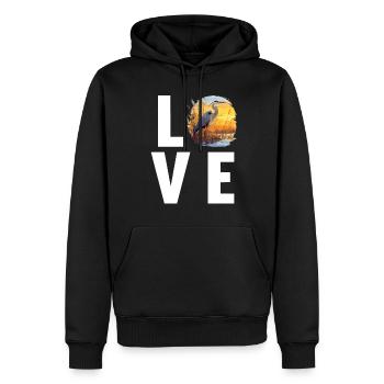 Héron Reiher - Sweat à capuche Premium bio Homme - noir - Devant - Nico (187cm)