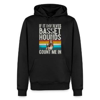 Basset Hound Gifts - Männer Premium Bio Hoodie - Schwarz - Vorne - Nico (187cm)