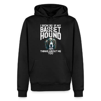 Cadeaux Basset Hound - Sweat à capuche Premium bio Homme - noir - Devant - Nico (187cm)