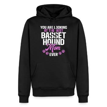 Basset Hound Gifts - Männer Premium Bio Hoodie - Schwarz - Vorne - Nico (187cm)