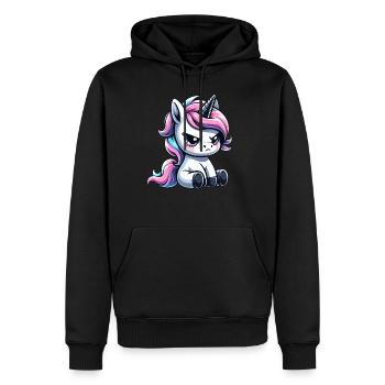 Licorne capricieuse - Sweat à capuche Premium bio Homme - noir - Devant - Nico (187cm)