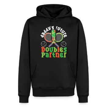 Funny Tennis Player Racket Daddy's - Männer Premium Bio Hoodie - Schwarz - Vorne - Nico (187cm)