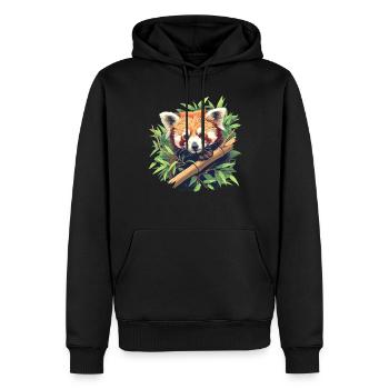 Panda roux Petits pandas Petit panda roux - Sweat à capuche Premium bio Homme - noir - Devant - Nico (187cm)